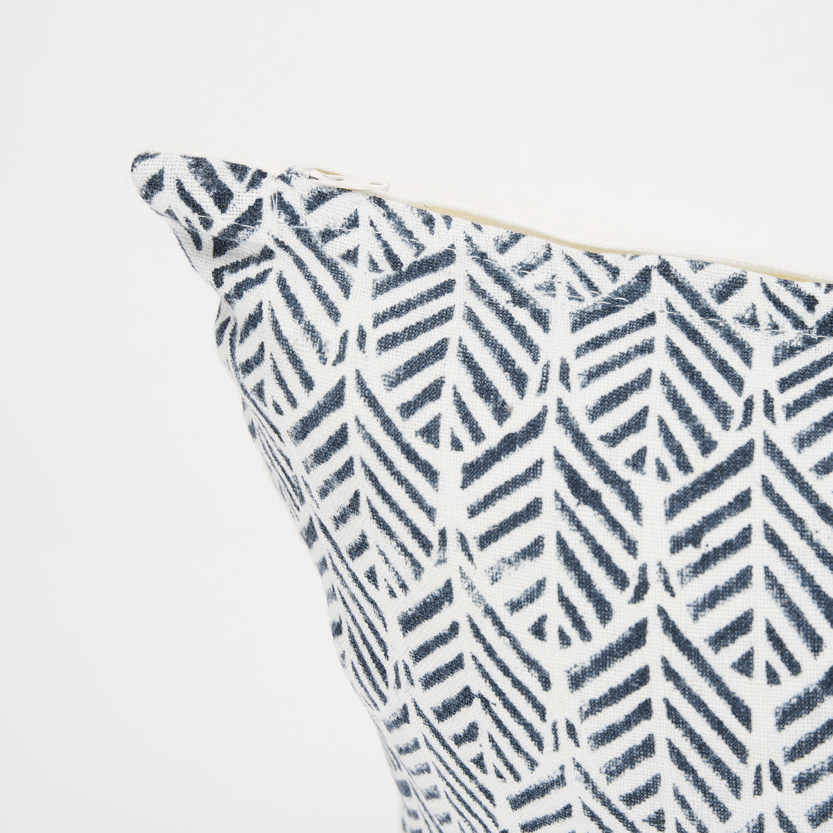 Janelle Cream & Indigo Linen Lumbar Pillow Cover (min order qty 2)-Decorative Pillows-DECOROLALA