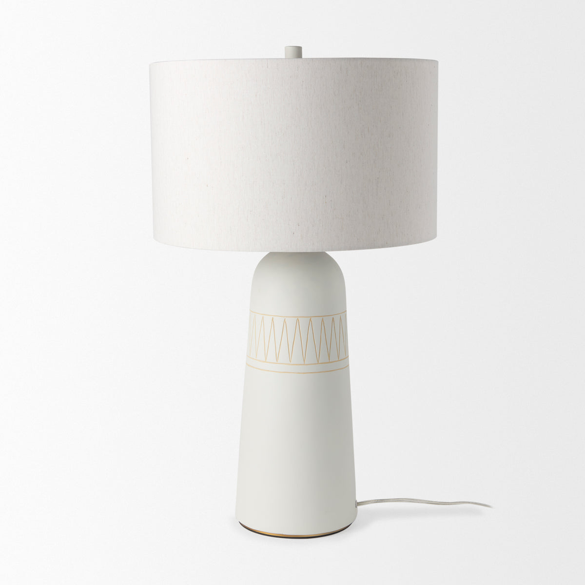 Javier 18.0L x 18.0W x 30.75H Base W/Cream Fabric Shade Table Lamp-Table Lamps-DECOROLALA