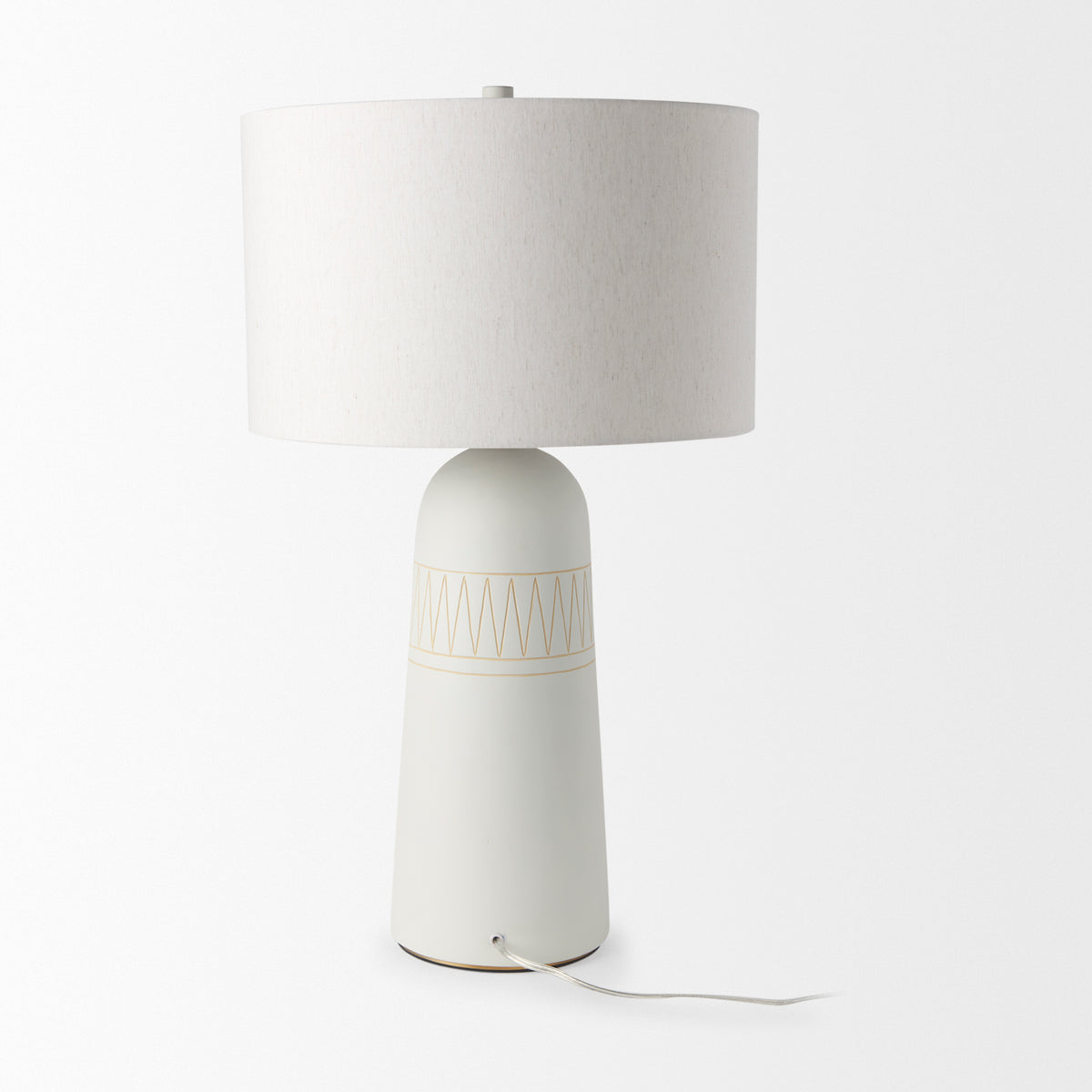 Javier 18.0L x 18.0W x 30.75H Base W/Cream Fabric Shade Table Lamp-Table Lamps-DECOROLALA