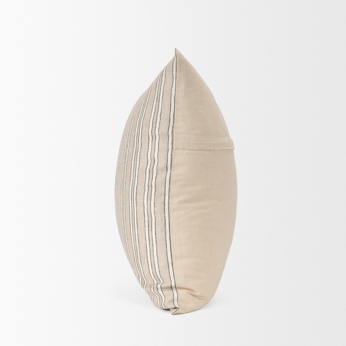 Jaxon Beige/Black Striped Cotton-Linen Pillow (min order qty 2)-Decorative Pillows-DECOROLALA