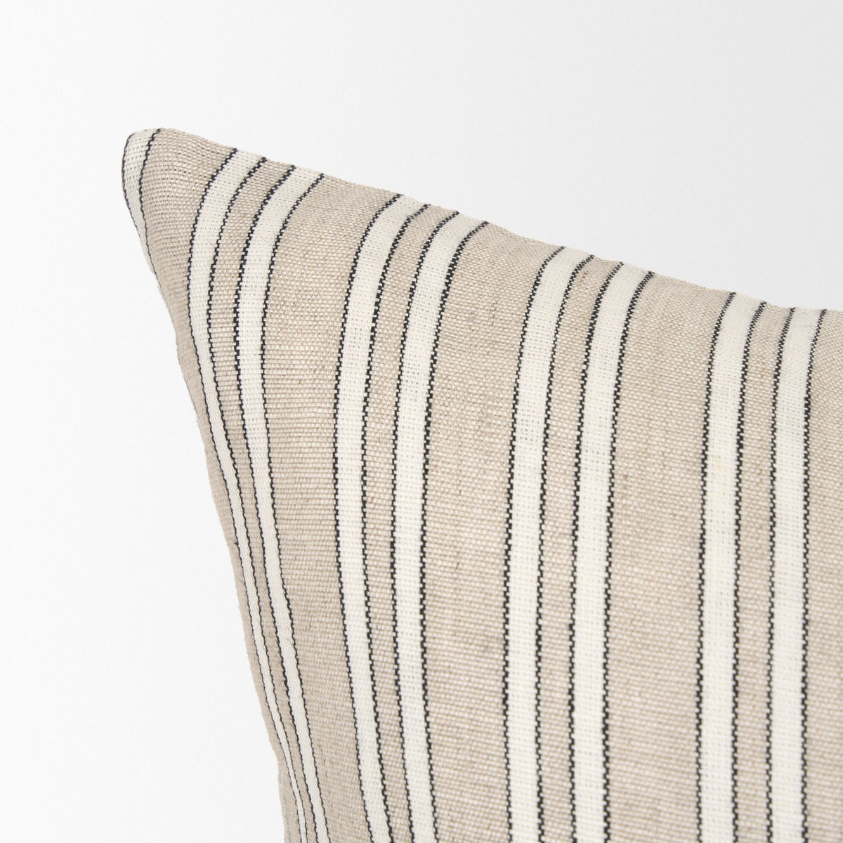 Jaxon Beige/Black Striped Cotton-Linen Pillow (min order qty 2)-Decorative Pillows-DECOROLALA