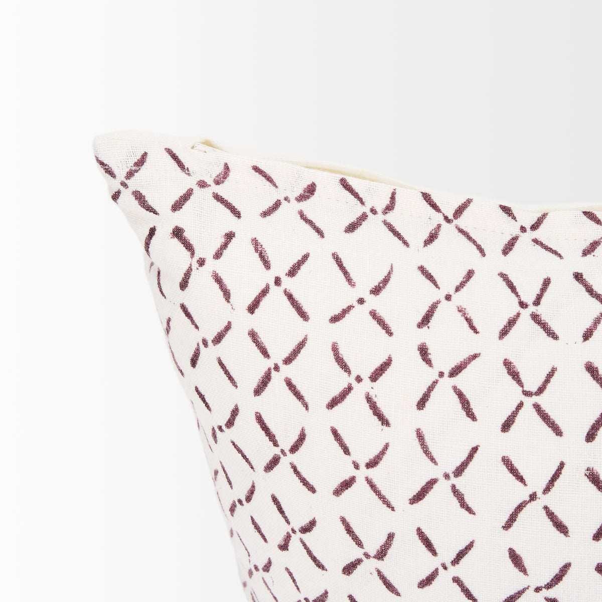 Jayden Cream Merlot Print Linen Lumbar Pillow Cover (min order qty 2)-Decorative Pillows-DECOROLALA