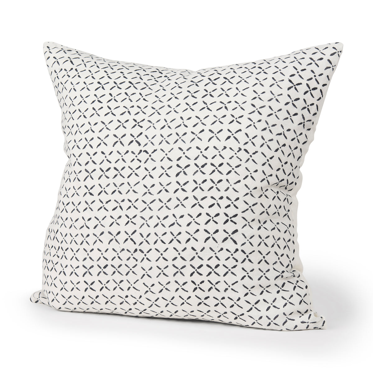 Jayden Cream Linen Square Pillow Cover - Black X-Dot (min order qty 2)-Decorative Pillows-DECOROLALA