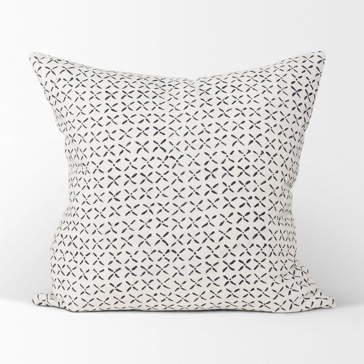 Jayden Cream Linen Square Pillow Cover - Black X-Dot (min order qty 2)-Decorative Pillows-DECOROLALA