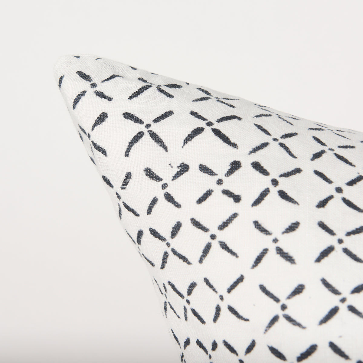 Jayden Cream Linen Square Pillow Cover - Black X-Dot (min order qty 2)-Decorative Pillows-DECOROLALA