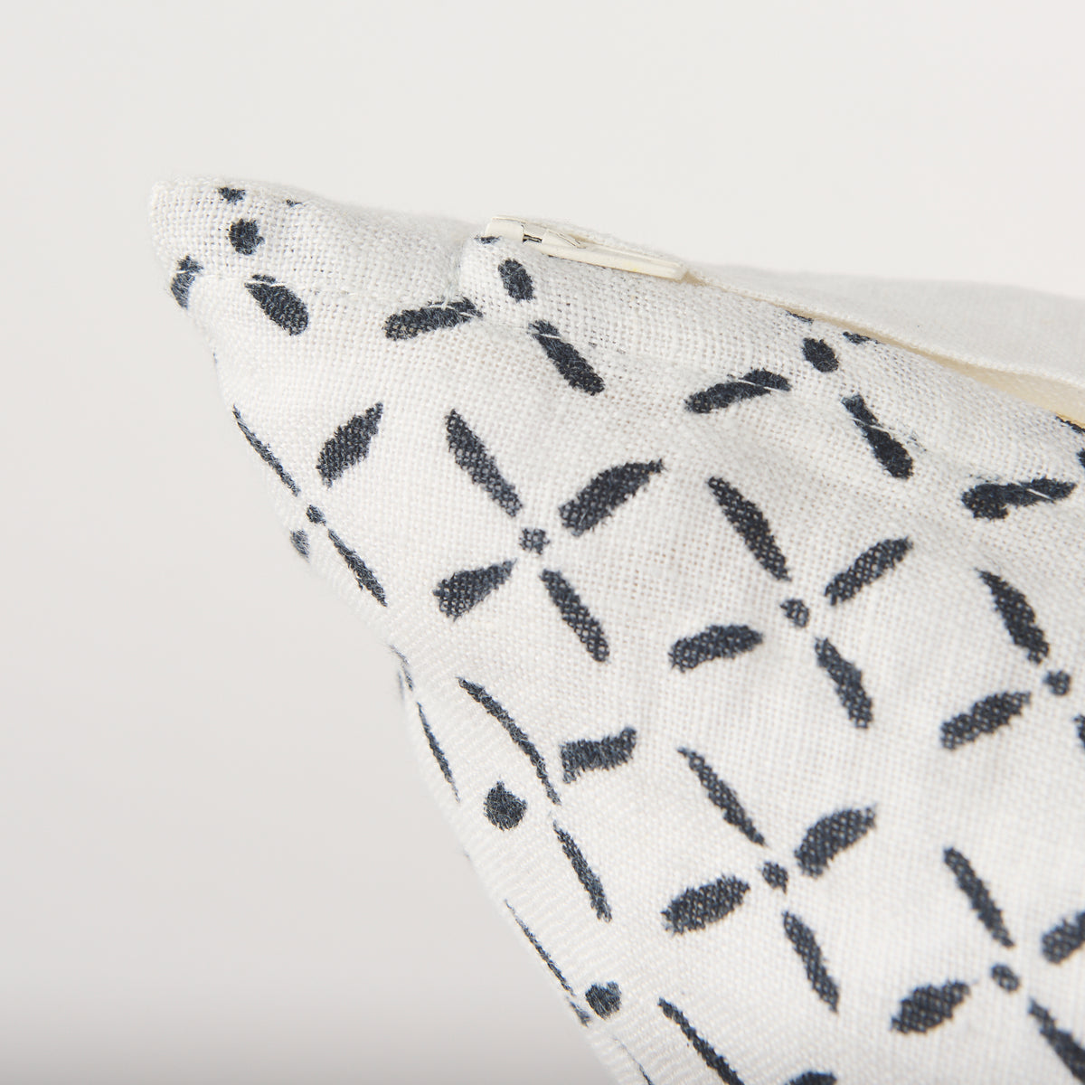 Jayden Cream Linen Square Pillow Cover - Black X-Dot (min order qty 2)-Decorative Pillows-DECOROLALA