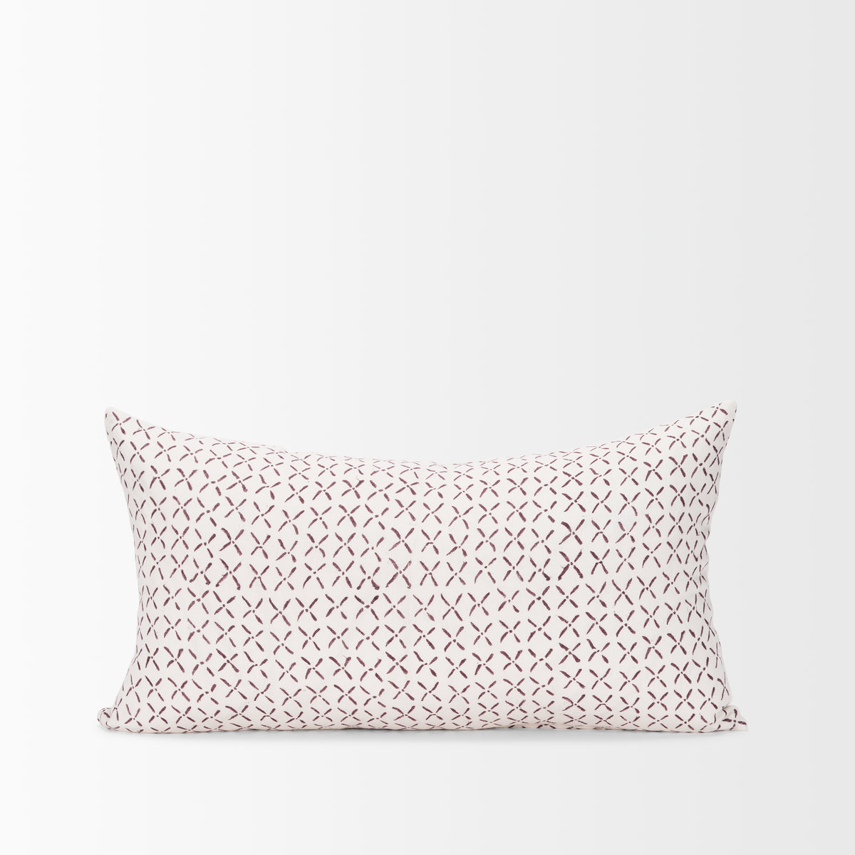 Jayden Cream Merlot Print Linen Lumbar Pillow Cover (min order qty 2)-Decorative Pillows-DECOROLALA