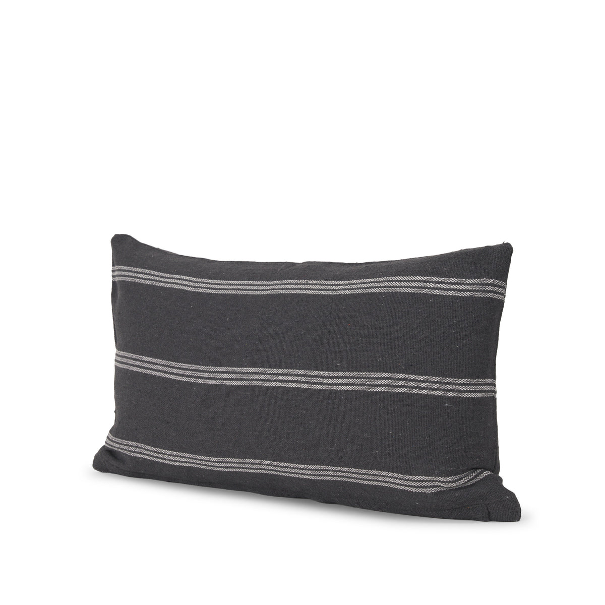 Jayme Gray/White Striped Cotton Lumbar Pillow Cover (min order qty 2)-Decorative Pillows-DECOROLALA
