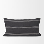 Jayme Gray/White Striped Cotton Lumbar Pillow Cover (min order qty 2)-Decorative Pillows-DECOROLALA