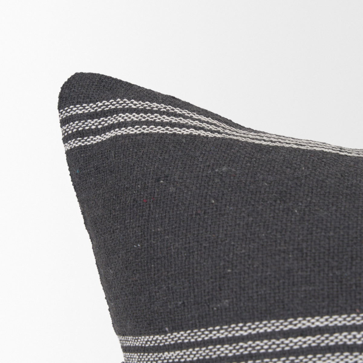 Jayme Gray/White Striped Cotton Lumbar Pillow Cover (min order qty 2)-Decorative Pillows-DECOROLALA