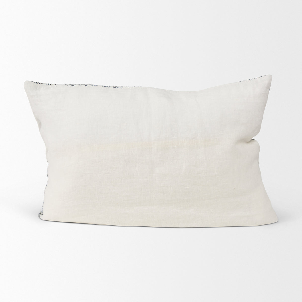Jayne Cream Indigo Print Linen Lumbar Pillow Cover (min order qty 2)-Decorative Pillows-DECOROLALA