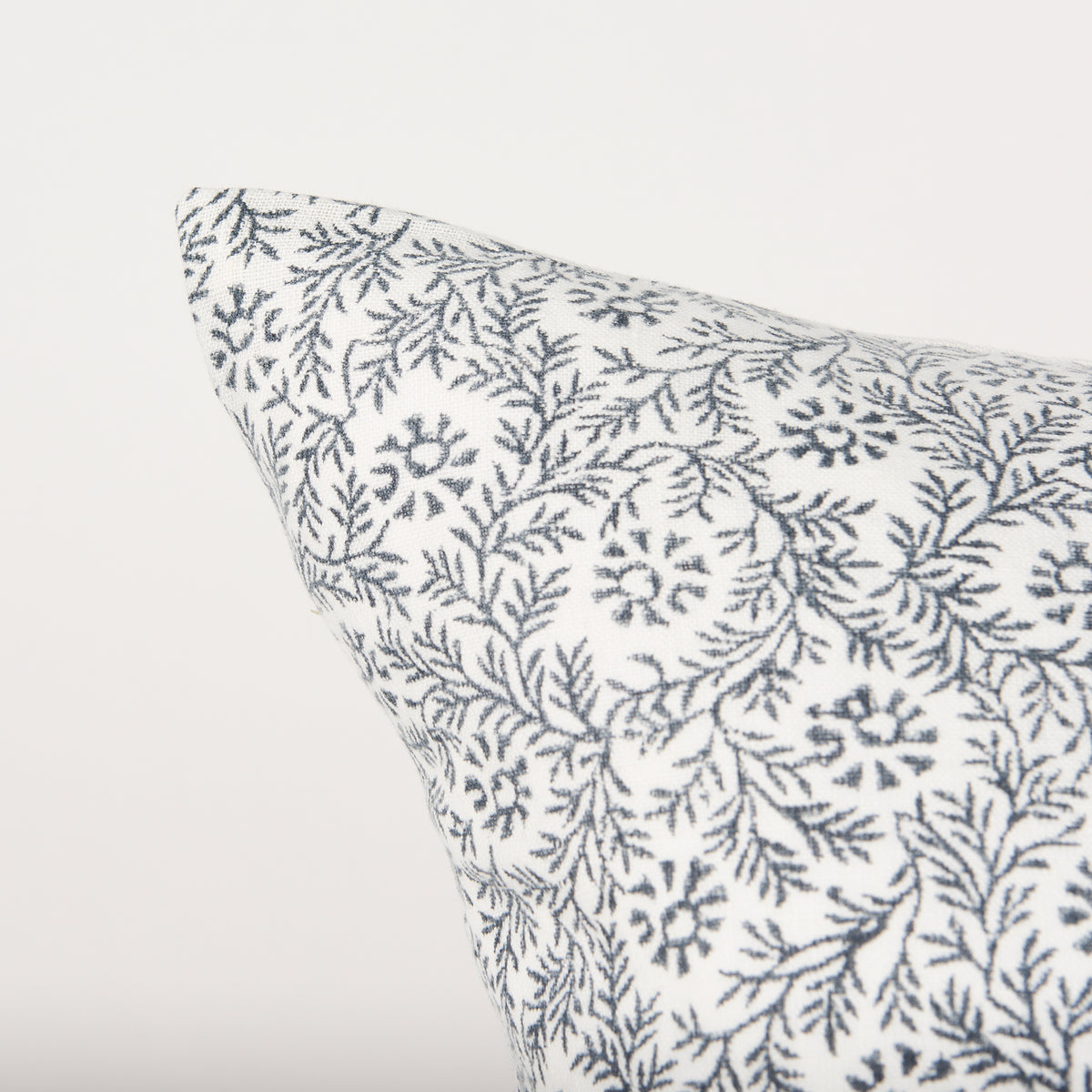 Jayne Cream Indigo Print Linen Lumbar Pillow Cover (min order qty 2)-Decorative Pillows-DECOROLALA