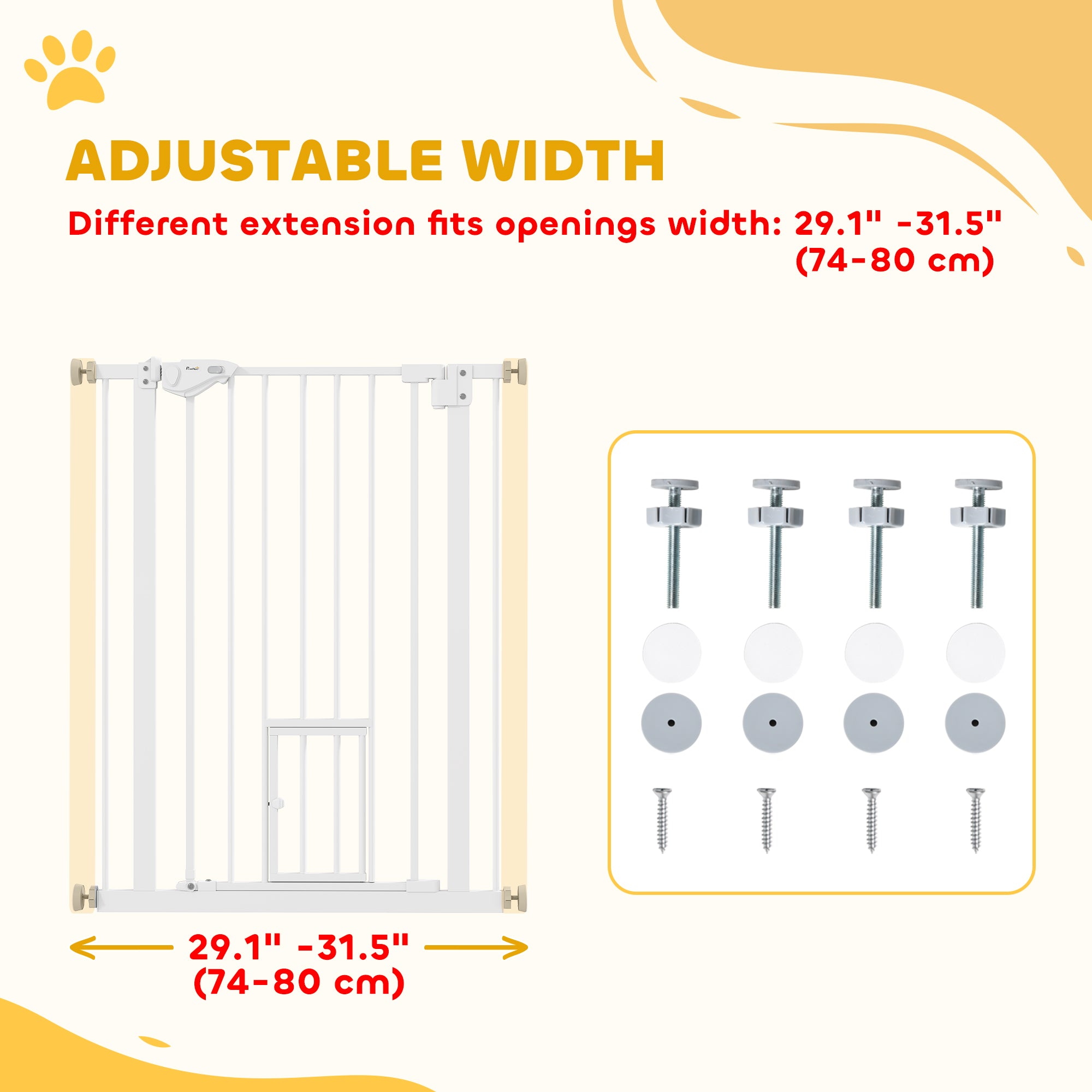 Barrières pour chiens d’intérieur de 36" à ouverture facile pour portes, maison et escaliers – blanches