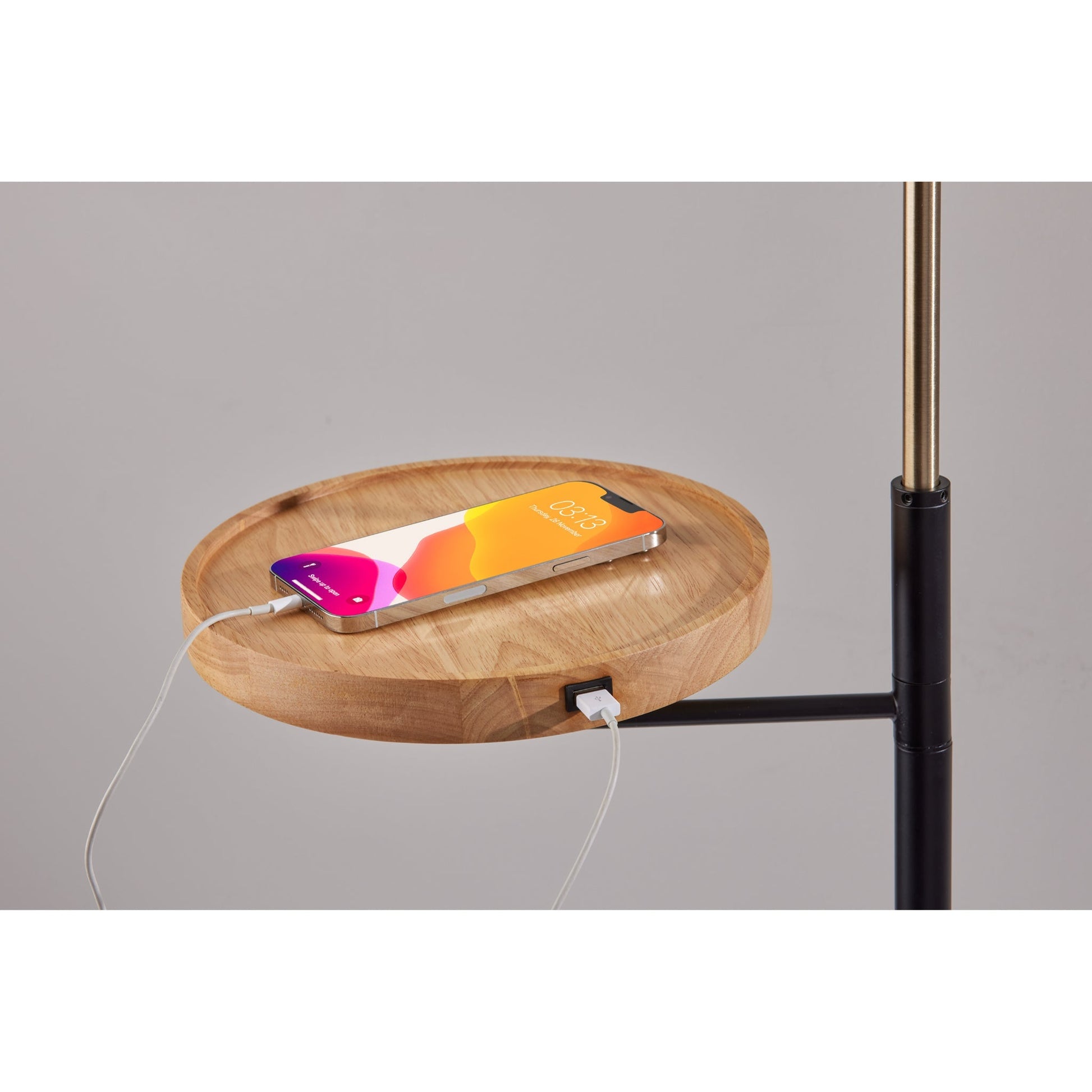 Jeffrey Floor Lamp with Shelf and USB Charging-Lighting-DECOROLALA