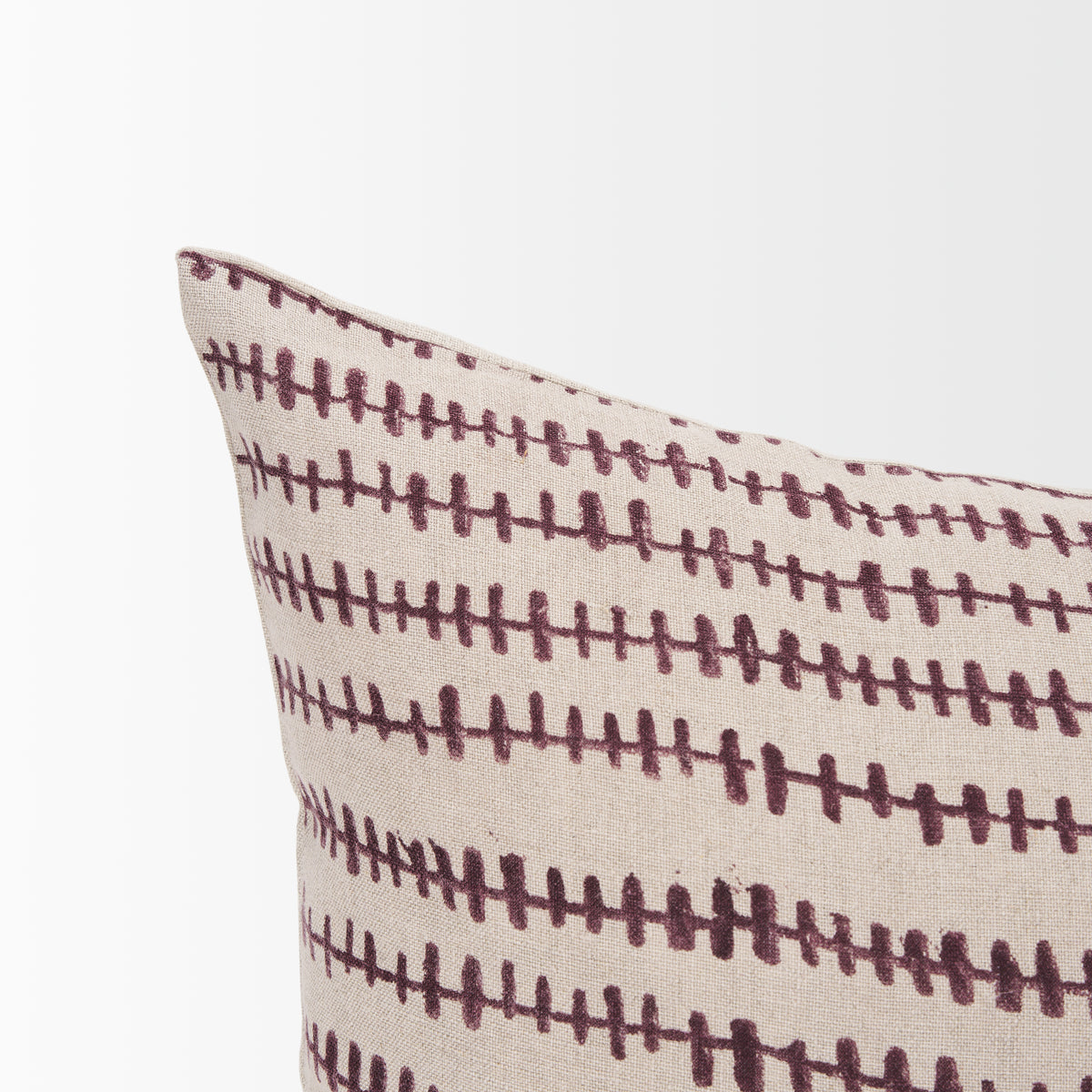 Jenna Linen Lumbar Pillow Cover - Beige Merlot (min order qty 2)-Decorative Pillows-DECOROLALA