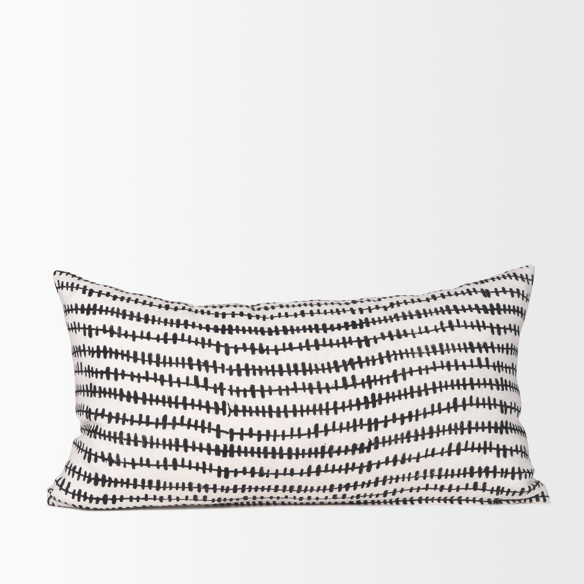 Jenna Cream and Black Linen Lumbar Pillow Cover (min order qty 2)-Decorative Pillows-DECOROLALA