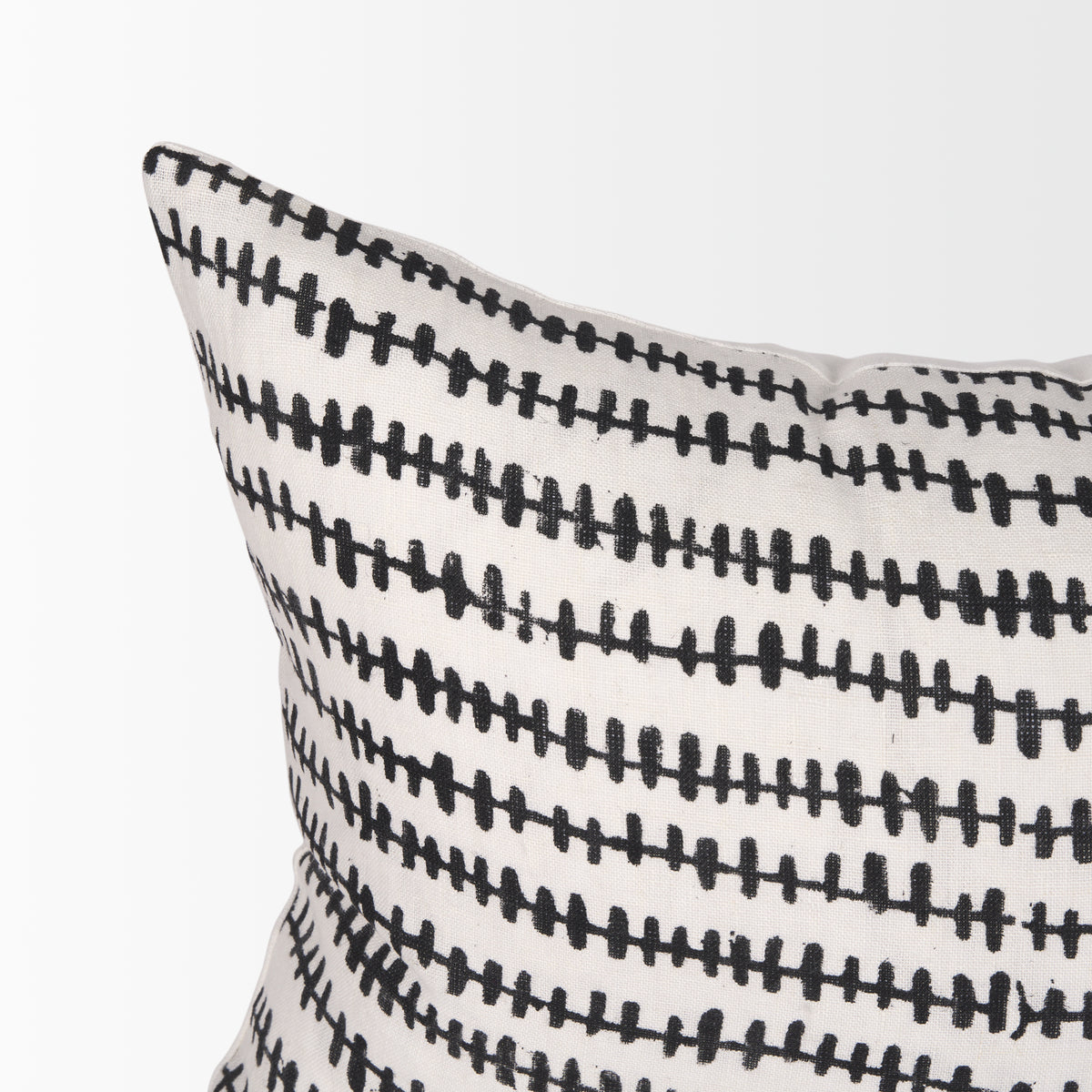 Jenna Cream and Black Linen Lumbar Pillow Cover (min order qty 2)-Decorative Pillows-DECOROLALA