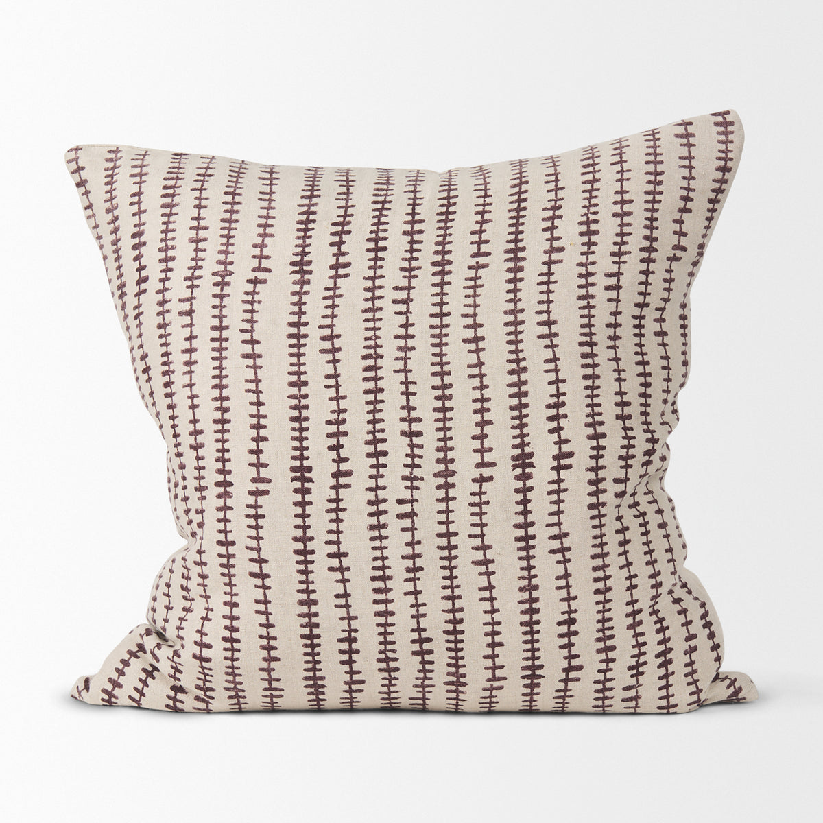 Jenna Linen Pillow Cover - Beige Merlot Print (min order qty 2)-Decorative Pillows-DECOROLALA