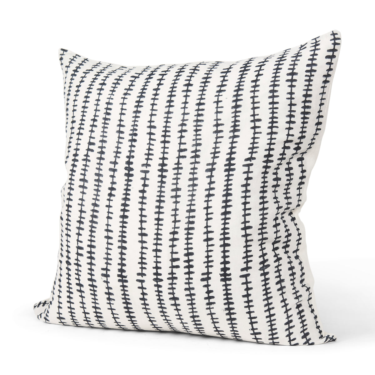Jenna Cream Linen Square Pillow Cover - Black Print (min order qty 2)-Decorative Pillows-DECOROLALA