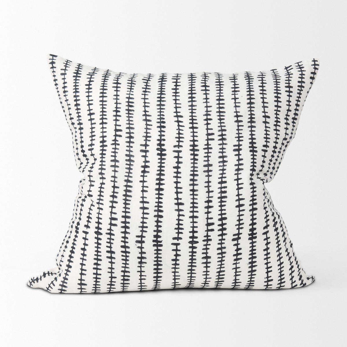 Jenna Cream Linen Square Pillow Cover - Black Print (min order qty 2)-Decorative Pillows-DECOROLALA