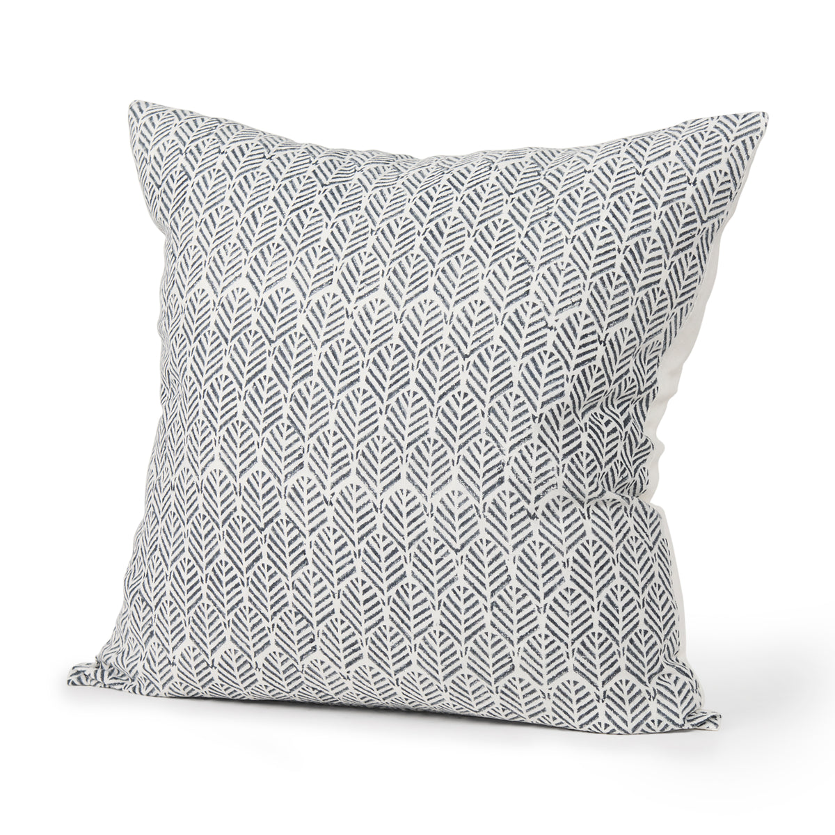 Jennelle Cream Indigo Print Linen Pillow Cover (min order qty 2)-Decorative Pillows-DECOROLALA