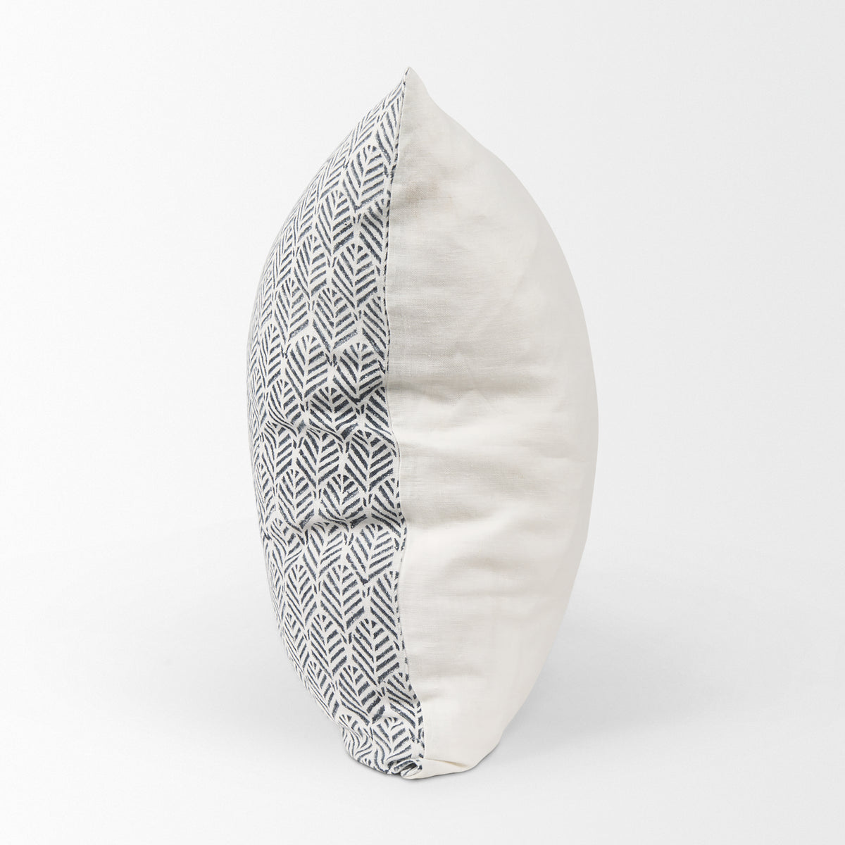 Jennelle Cream Indigo Print Linen Pillow Cover (min order qty 2)-Decorative Pillows-DECOROLALA
