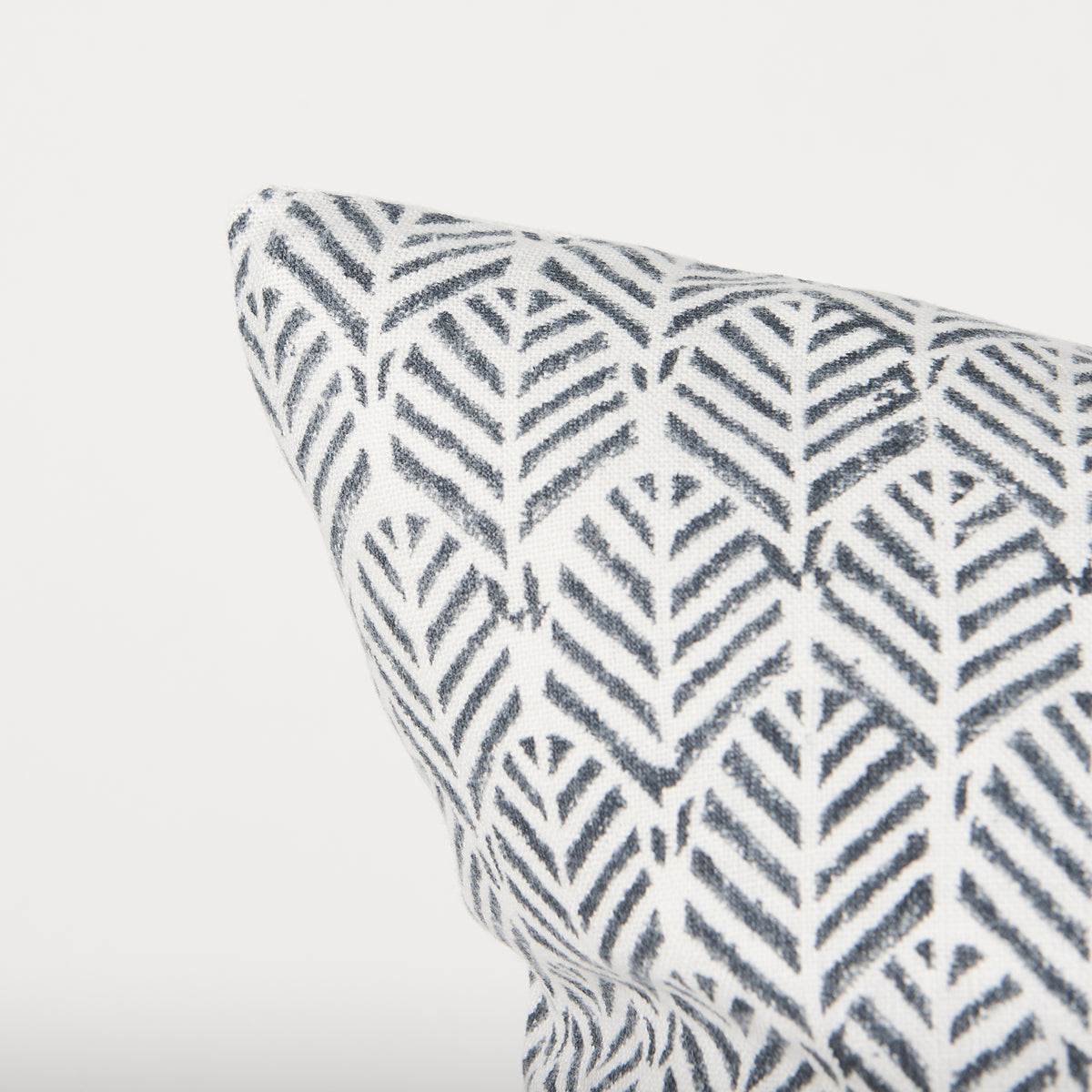 Jennelle Cream Indigo Print Linen Pillow Cover (min order qty 2)-Decorative Pillows-DECOROLALA