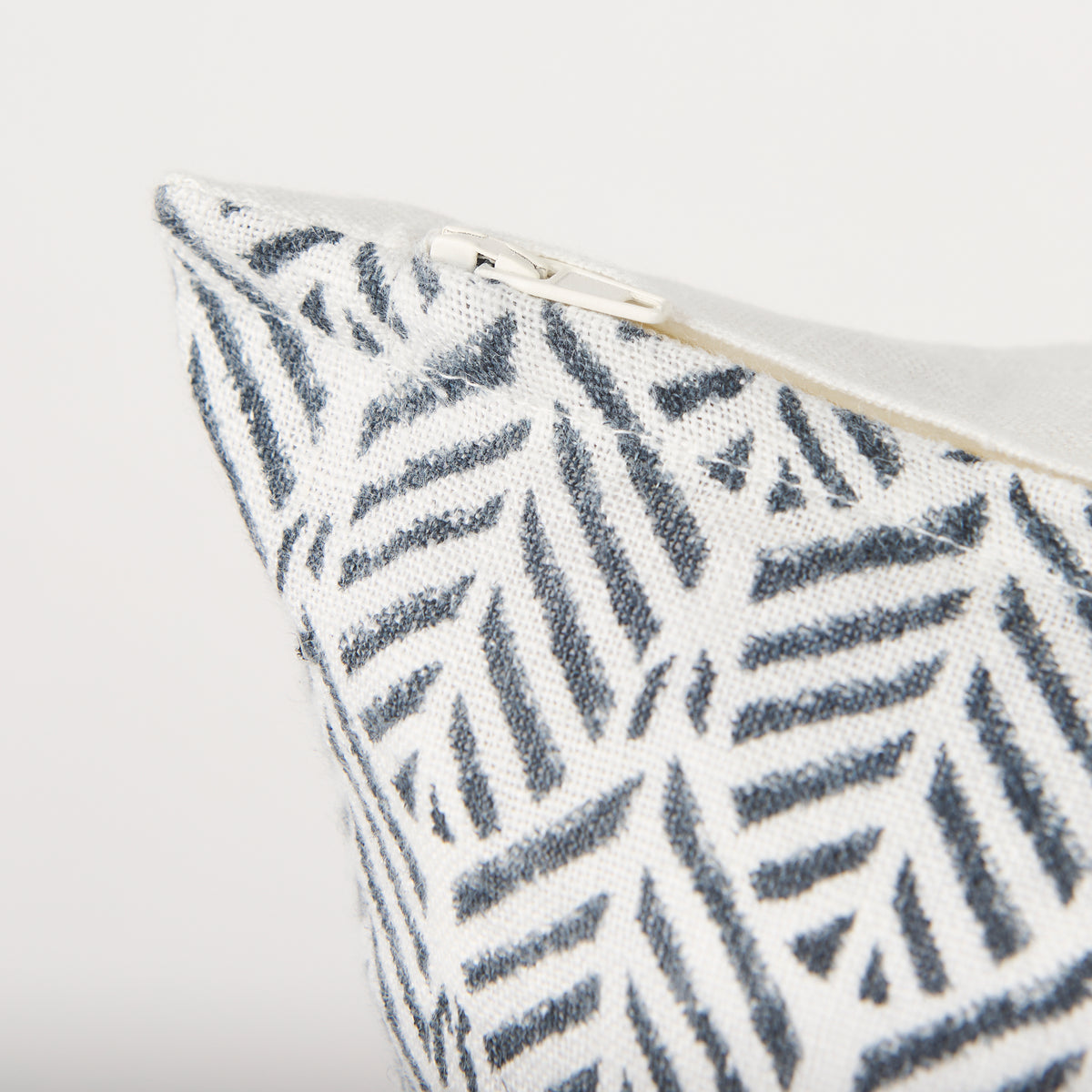 Jennelle Cream Indigo Print Linen Pillow Cover (min order qty 2)-Decorative Pillows-DECOROLALA