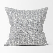 Jennelle Cream Indigo Print Linen Pillow Cover (min order qty 2)-Decorative Pillows-DECOROLALA