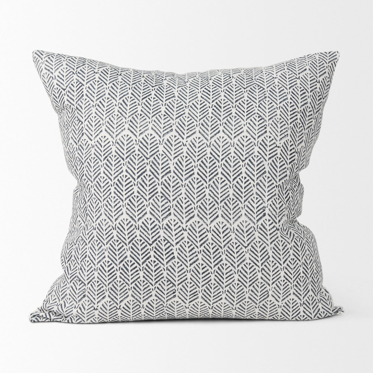 Jennelle Cream Indigo Print Linen Pillow Cover (min order qty 2)-Decorative Pillows-DECOROLALA