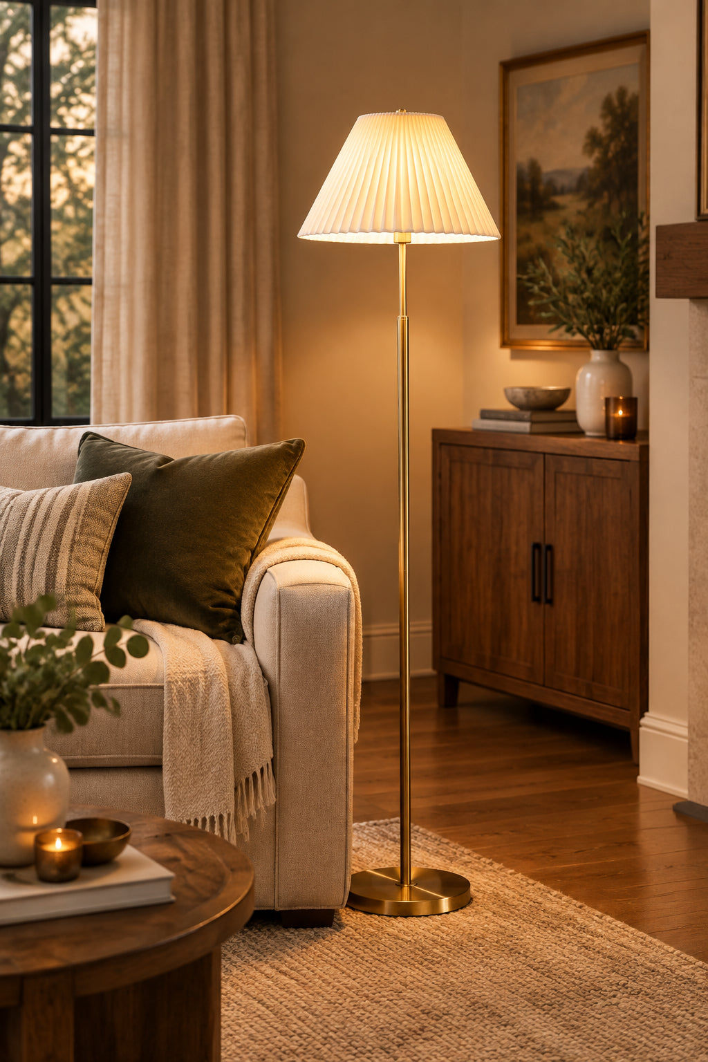 Jeremy Floor Lamp - Antique Brass 60.75" White-Lighting-DECOROLALA