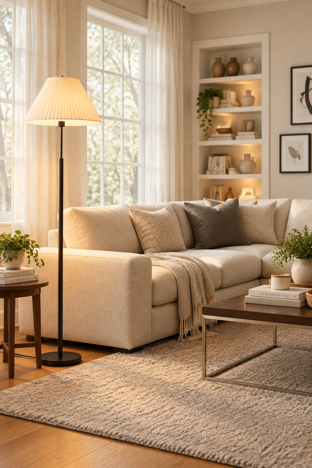 Jeremy Floor Lamp - Black 60.75" White Shade-Lighting-DECOROLALA