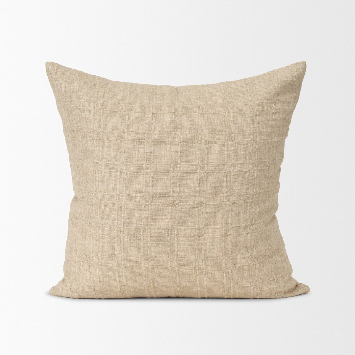 Jeren Beige Cotton Linen Square Pillow Cover (min order qty 2)-Decorative Pillows-DECOROLALA
