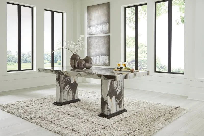 Jeshina Dining Table - Dark Brown Marble-Dining Tables-DECOROLALA