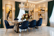Jeshina Dining Table - Dark Brown Marble-Dining Tables-DECOROLALA