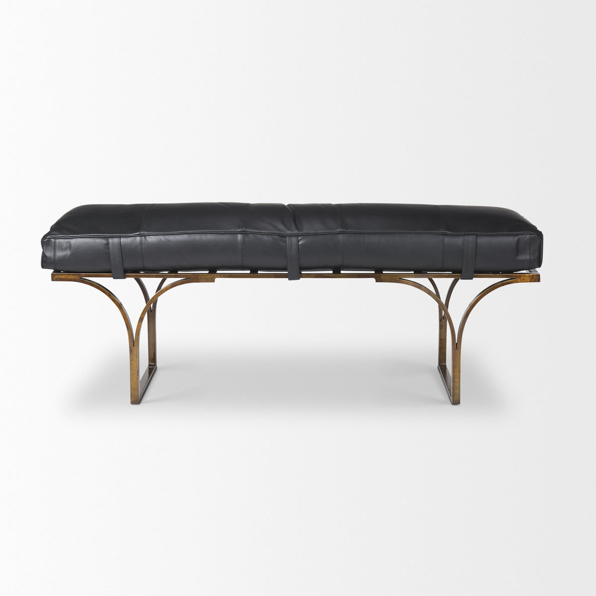 Jessie 55L x 16W White/ Hair-On-Hide Seat W/Gold Metal Base Accent Bench-Benches-DECOROLALA