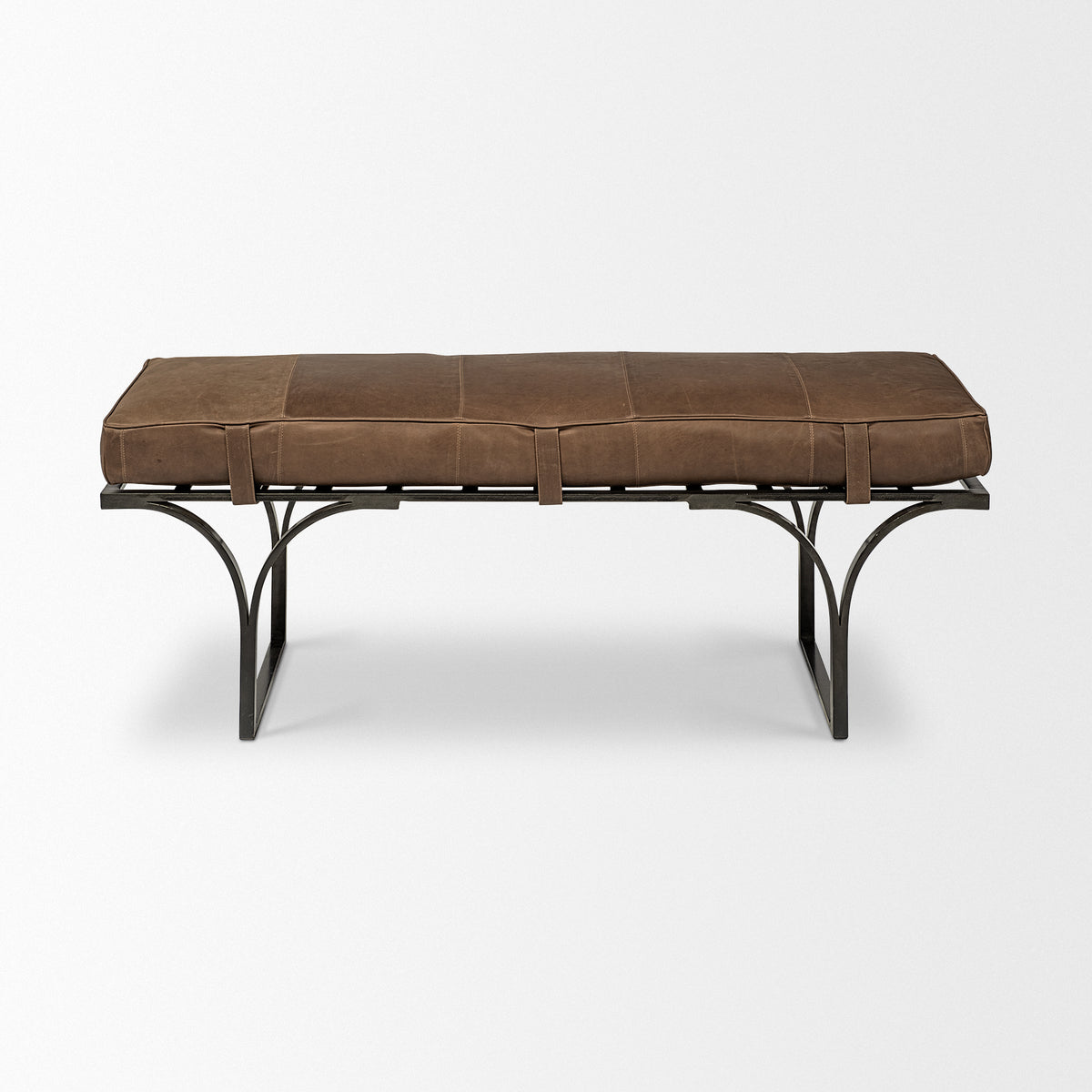 Jessie 55L x 16W White/ Hair-On-Hide Seat W/Gold Metal Base Accent Bench-Benches-DECOROLALA