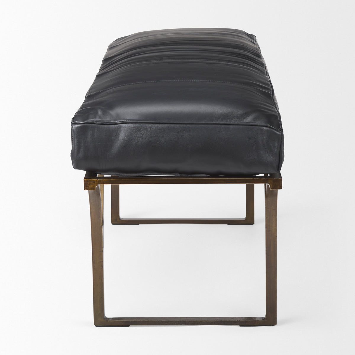 Jessie 55L x 16W White/ Hair-On-Hide Seat W/Gold Metal Base Accent Bench-Benches-DECOROLALA