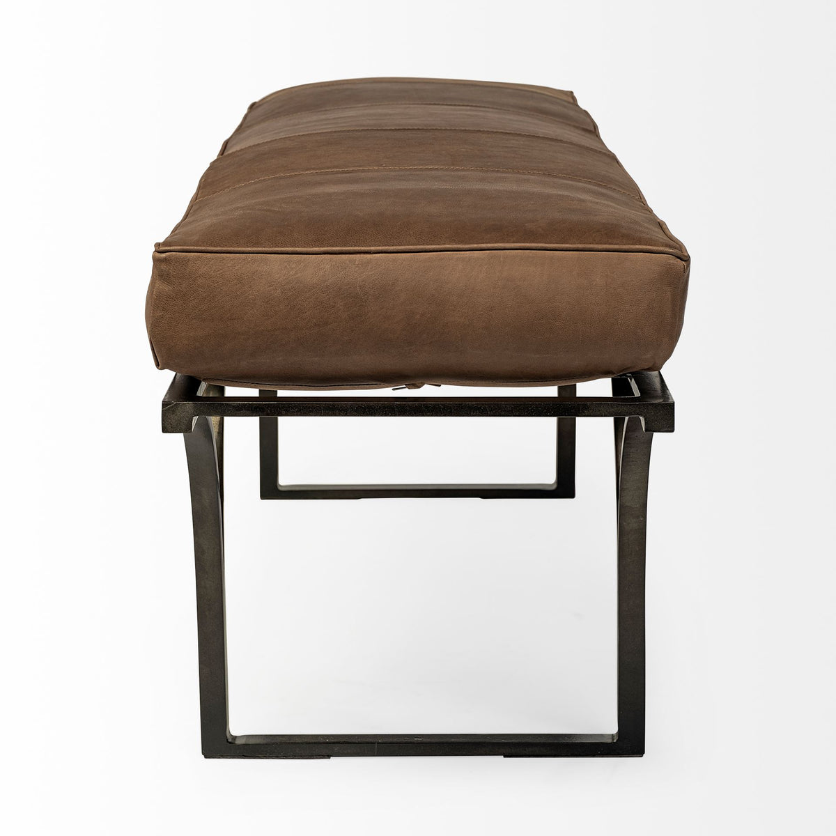 Jessie 55L x 16W White/ Hair-On-Hide Seat W/Gold Metal Base Accent Bench-Benches-DECOROLALA