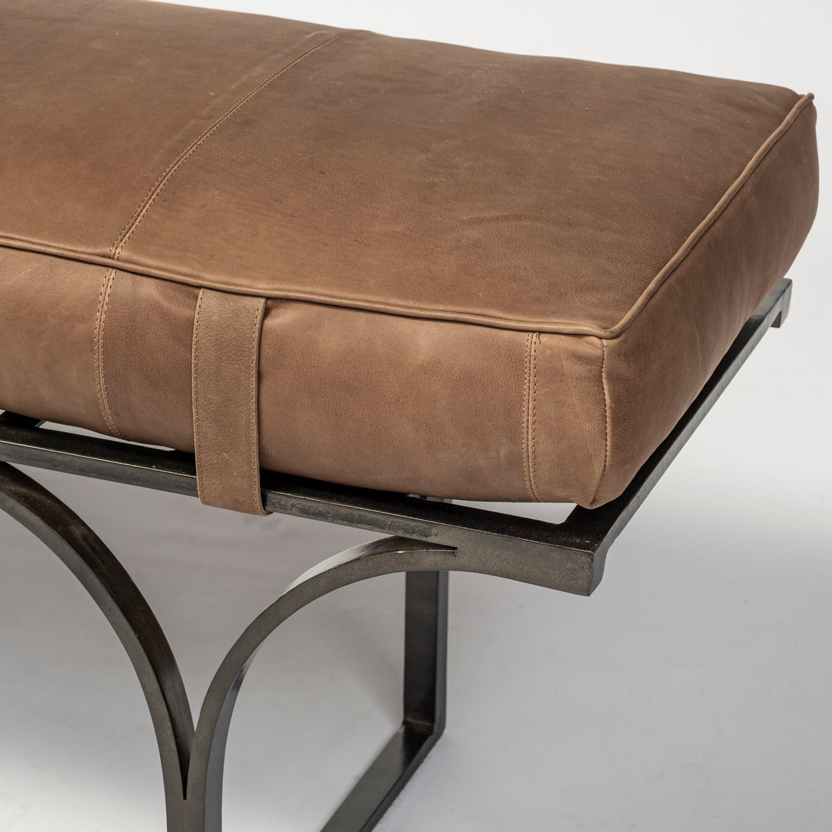 Jessie 55L x 16W White/ Hair-On-Hide Seat W/Gold Metal Base Accent Bench-Benches-DECOROLALA
