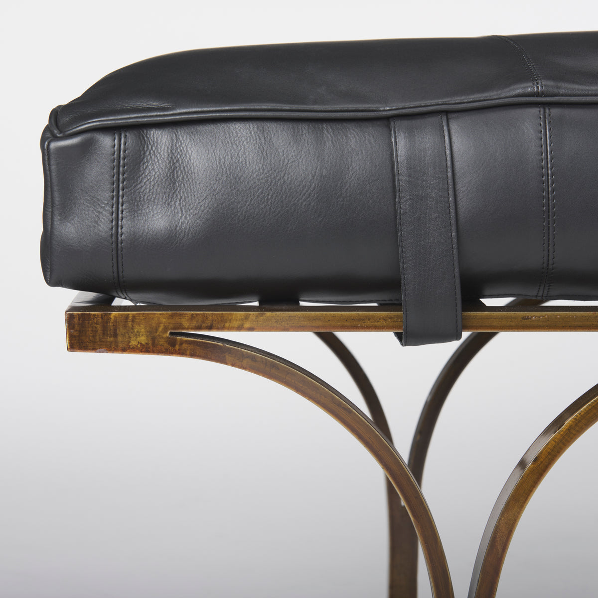 Jessie 55L x 16W White/ Hair-On-Hide Seat W/Gold Metal Base Accent Bench-Benches-DECOROLALA