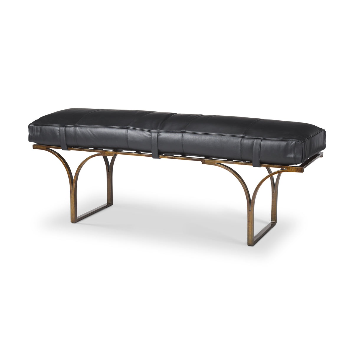 Jessie 55L x 16W White/ Hair-On-Hide Seat W/Gold Metal Base Accent Bench-Benches-DECOROLALA