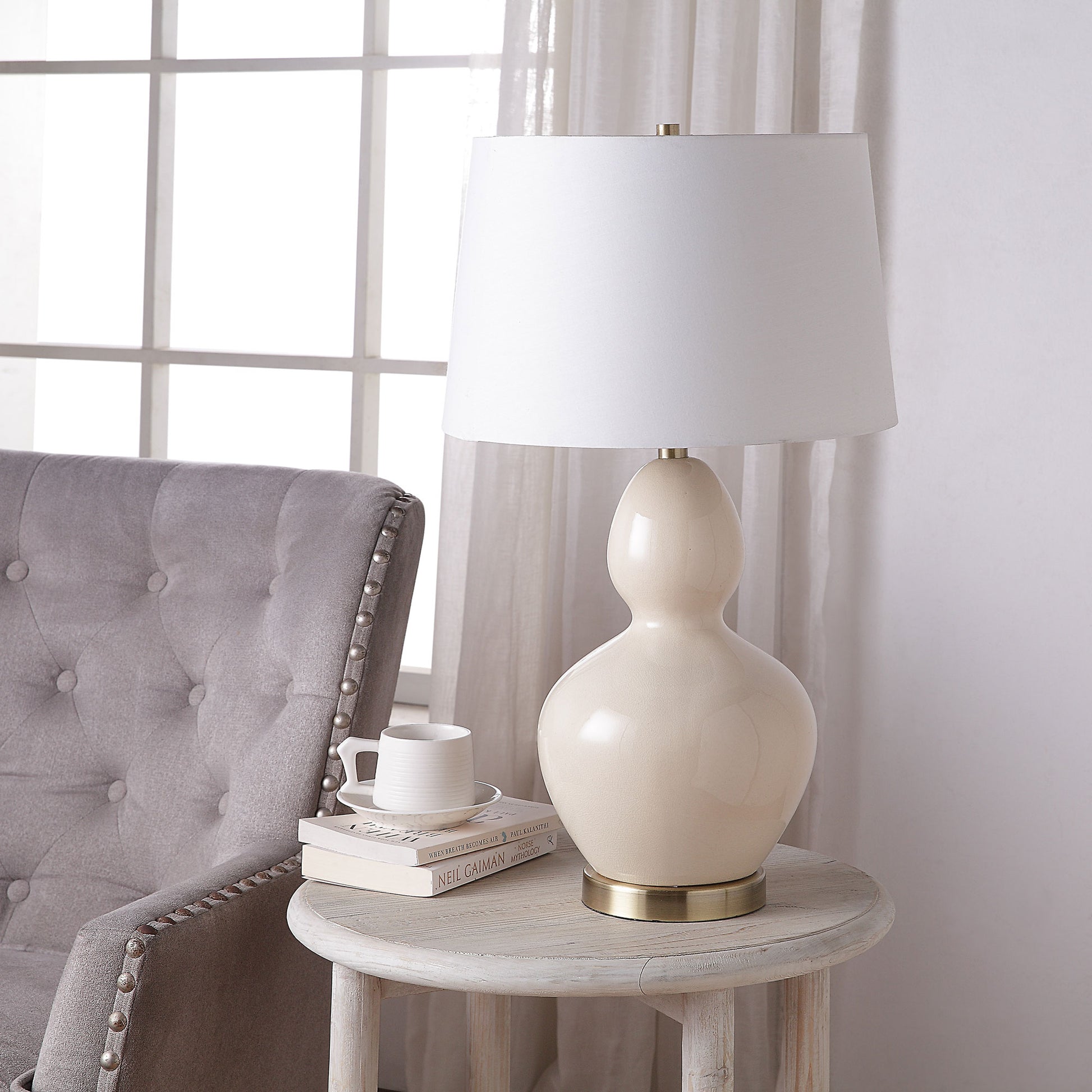 Jesula 26.75" Table Lamp Set of 2, Cream-Table Lamp- Set of two-DECOROLALA