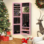 Jewelry Cabinet Wall or Door Mounted Jewelry Armoire Modern Hanging Jewelry Organizer-Pink-Jewelry Armoires-DECOROLALA
