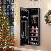 Jewelry Cabinet Wall or Door Mounted Jewelry Armoire with Full-Length Mirror-Black-Jewelry Armoires-DECOROLALA