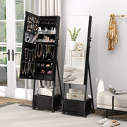 Jewelry Cabinet with Full-Length Mirror-Black-Jewelry Armoires-DECOROLALA