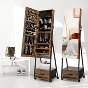 Jewelry Cabinet with Full Length Mirror-Brown-Jewelry Armoires-DECOROLALA