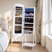 Jewelry Cabinet with Full-Length Mirror Large Storage Capacity-White-Jewelry Armoires-DECOROLALA