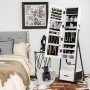 Jewelry Cabinet with Full-Length Mirror-White-Jewelry Armoires-DECOROLALA