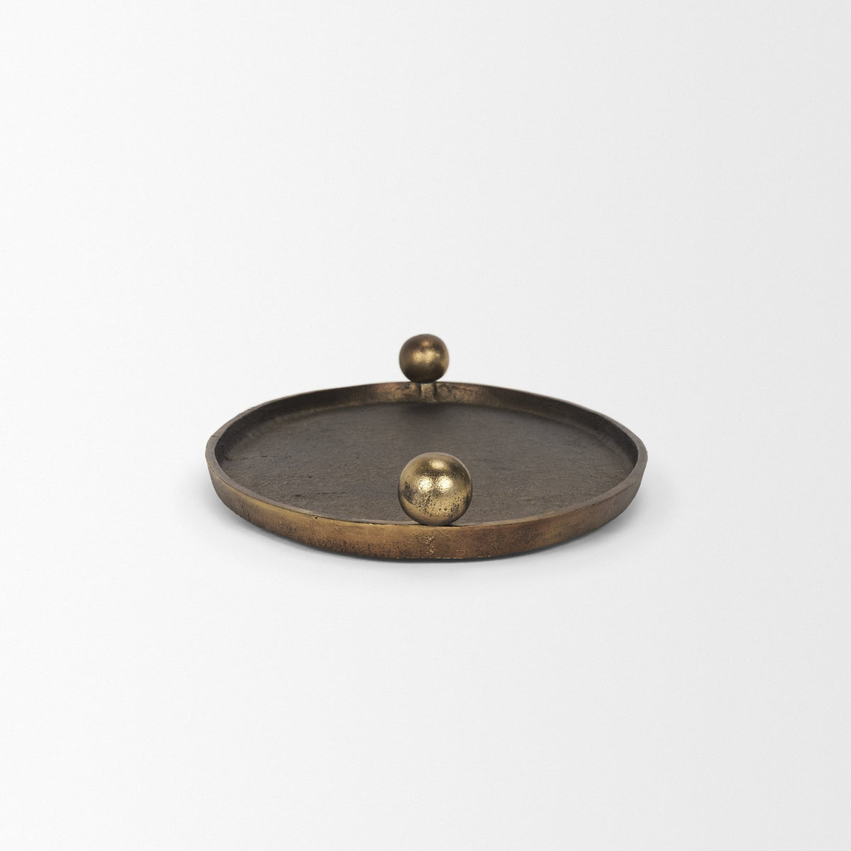Jianna Large Oval Textured Antiqued Gold Metal Tray with Handles-Trays-DECOROLALA